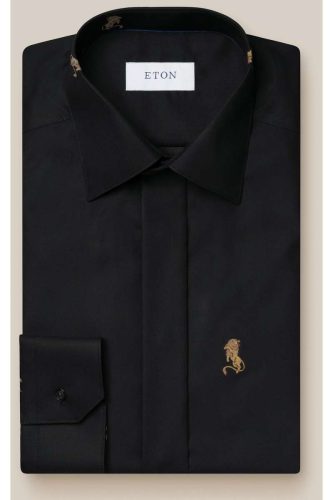 ETON Slim Fit Overhemd zwart, Borduurpatroon