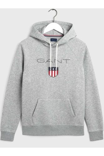 GANT Regular Fit Hooded Sweatshirt grijs, Effen