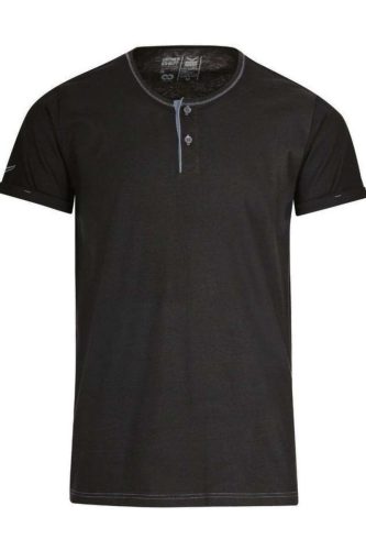 TRIGEMA Slim Fit T-Shirt Henley kraag zwart, Effen