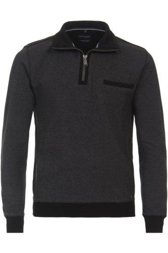 Casa Moda Casual Casual Fit Half-Zip Sweater zwart/grijs, Motief