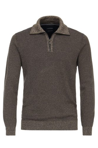 Casa Moda Casual Regular Fit Half-Zip Sweater beige, Melange