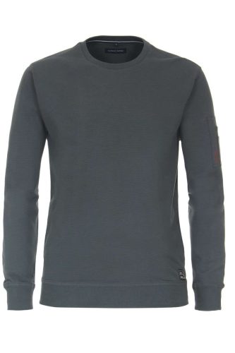 Casa Moda Casual Regular Fit Sweatshirt ronde hals donkergrijs, Effen