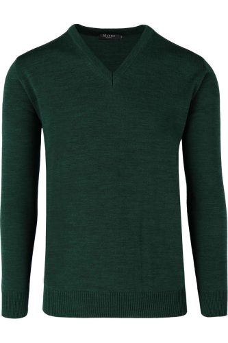 MAERZ Superwash Classic Fit Trui V-hals groen, Effen