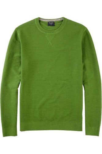 OLYMP Casual Modern Fit Trui ronde hals kristalgroen, Effen