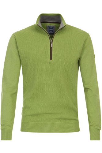 Redmond Casual Regular Fit Half-Zip Sweater groen, Effen