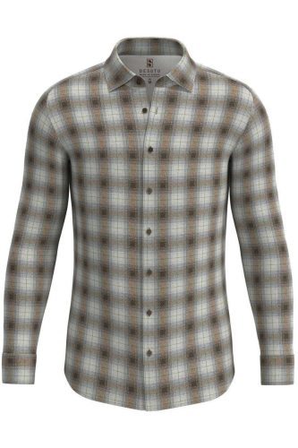 Desoto Slim Fit Jersey shirt bruin/wit, Ruit