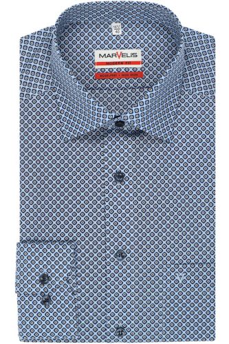 Marvelis Modern Fit Overhemd blauw, Motief