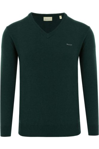 GANT Regular Fit Trui V-halsdonkergroen, Effen