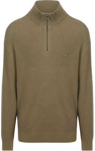 Tommy Hilfiger Big&Tall Half Zip Kabel Pullover Olijfgroen