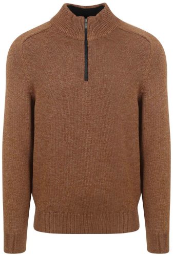 State Of Art Half Zip Trui Melange Camel Bruin