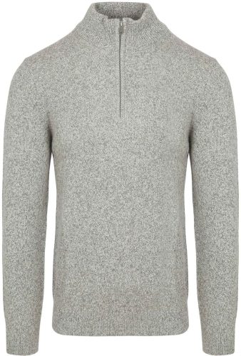 Profuomo Half Zip Pullover Lamswol Melange Grijs