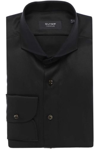 OLYMP SIGNATURE Tailored Fit Overhemd zwart, Effen