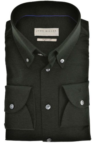 John Miller Slim Fit Overhemd donkergroen, Effen