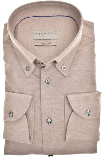 John Miller Slim Fit Overhemd lichtbruin, Effen