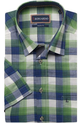 Leonardo by Jupiter Casual Regular Fit Overhemd Korte mouw groen