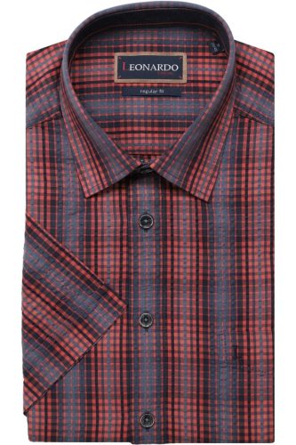 Leonardo by Jupiter Casual Regular Fit Overhemd Korte mouw rood