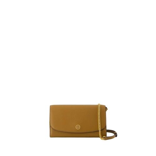 Tory Burch Shoppers – Robinson Wallet On Chain – Leather – Neutral in bruin