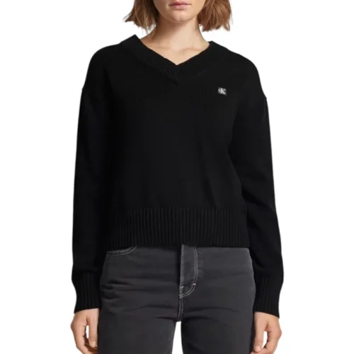 Calvin Klein Gebreide pullover met labelpatch