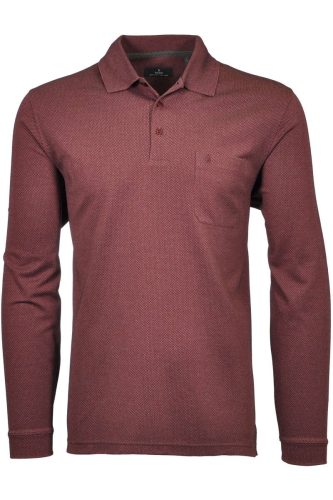 RAGMAN Regular Fit Poloshirt lange mouw bordeaux, Effen