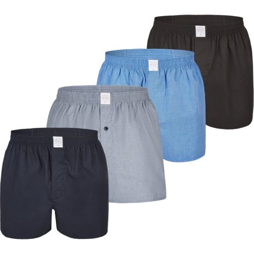 MG-1 Wijde geweven boxershorts heren 4-pack effen