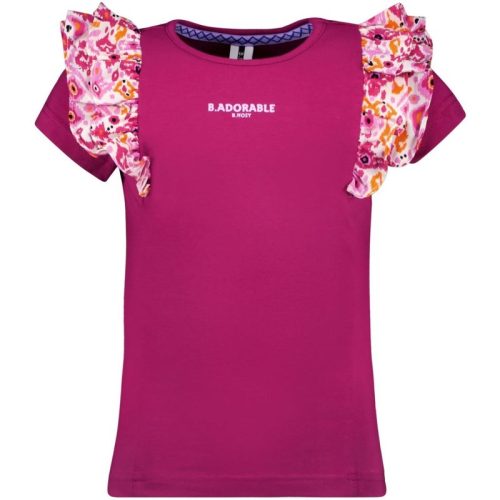 B.Nosy Meisjes t-shirt met contrast ruches festival fuchsia