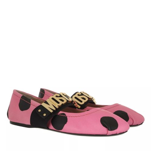 Moschino Loafers – Logo Ballerina Leather Polka Dot in poeder roze