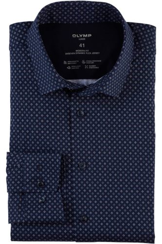 OLYMP Luxor 24/Seven Modern Fit Jersey shirt marine, Motief