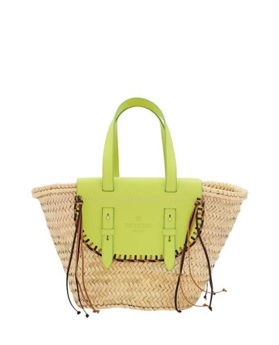 Cuba Lab Totes & shoppers – Tropicana Straw And Leather Tote Bag in geel