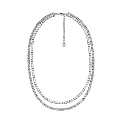 Michael Kors Kettingen – Platinum-Plated Mixed Tennis Double Layer Necklace in silver