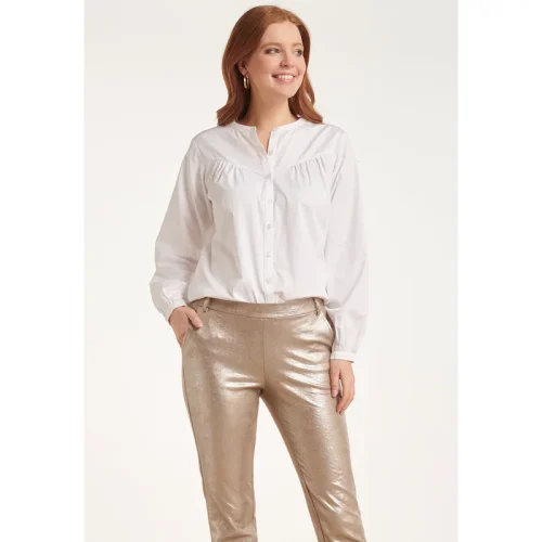 Smashed Lemon 24580 puffy sleeve blouse in wit