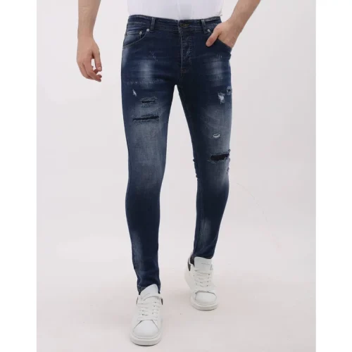 Mario Morato Strakke spijkerbroek slim fit jeans met scheuren mm