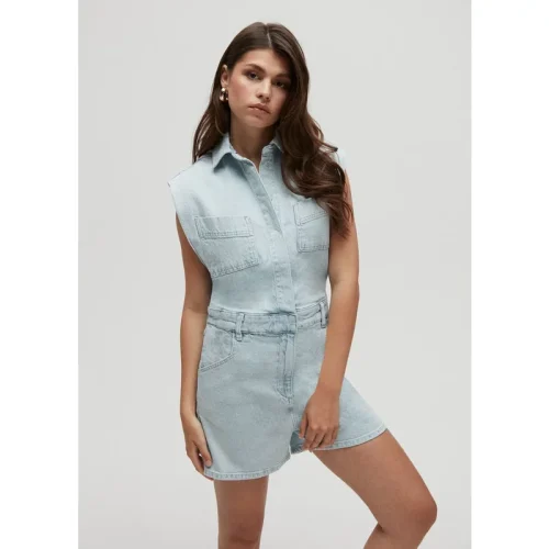 Homage to Denim Licht sleeveless denim playsuit