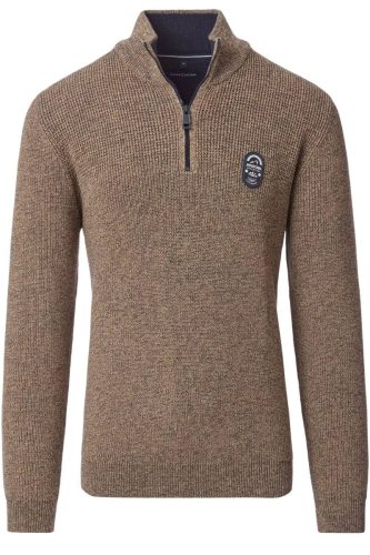 Casa Moda Half-Zip Sweater beige, Effen