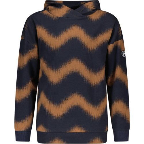 Bellaire  Jongens hoodie met aop waves toffee