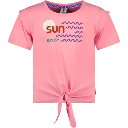 B.Nosy Meisjes t-shirt met knoop sun geranium