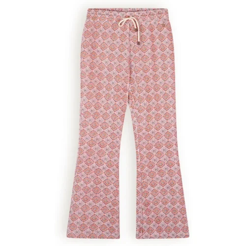 NoNo Meisjes flair broek rib velours aop aztec sady pale blush