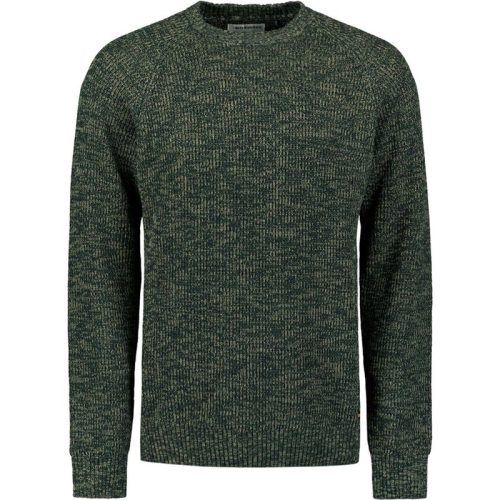 No Excess Pullover crewneck 3 coloured rib dark green