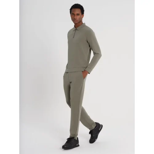 Dadado Bambu polo longsleeve zipper khaki