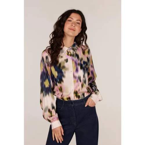 Jansen Amsterdam W24 elena wm756 blouse 000132 multicolor zand