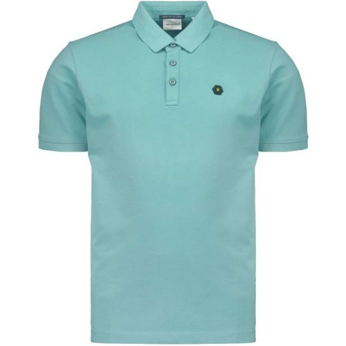 No Excess Polo korte mouw pique garment dyed pacific