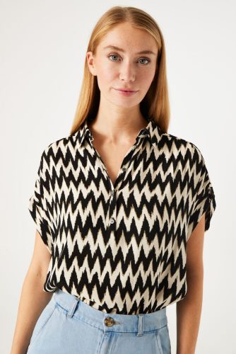 Zwarte blouse met print