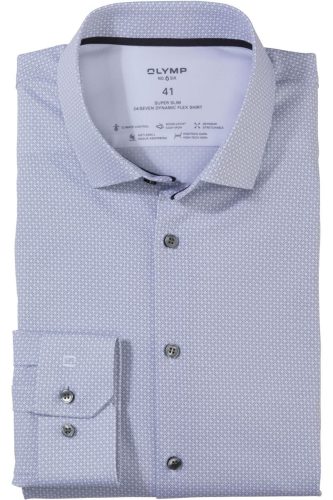 OLYMP No. Six 24/Seven Super Slim Jersey shirt zilvergrijs, Motief