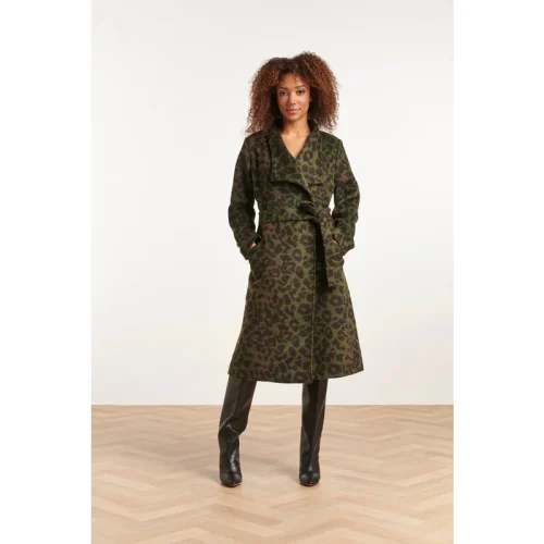 Smashed Lemon 23634 damesjas in army green en zwart met animal print