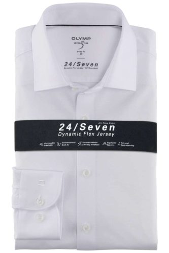 OLYMP Level Five 24/Seven Body Fit Jersey shirt wit, Effen