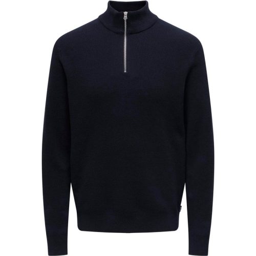 Only & Sons Onsphil reg 12 struc half zip knit navy