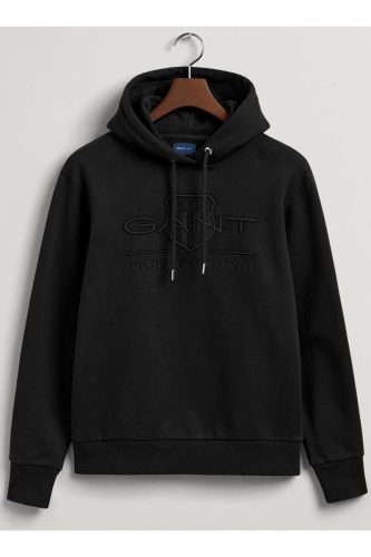 GANT Regular Fit Hooded Sweatshirt zwart, Effen