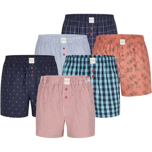 Phil & Co Wijde boxershorts heren geweven katoen multipack 6-pack d400