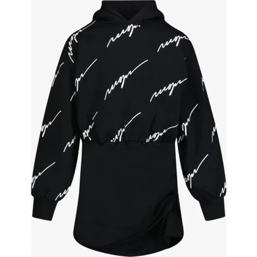 Msgm Meisjes jurk zwart wit logo