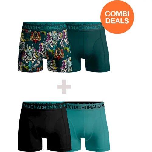 Muchachomalo Heren 2+2-pack boxershorts print/effen