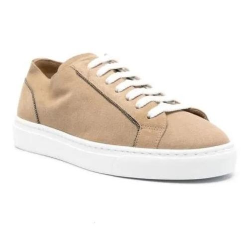 Doucal’s Low-Top Sneakers – Monili Chain-Detail Suede Sneakers in bruin